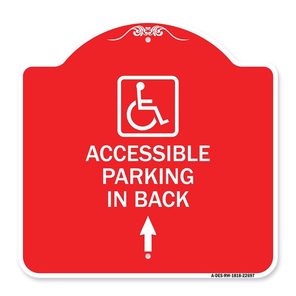 W/ NY Approved Isa Accessible Parking on Up Arrow W/ Graphic Alum Sign, 18" x 18", RW-1818-22697